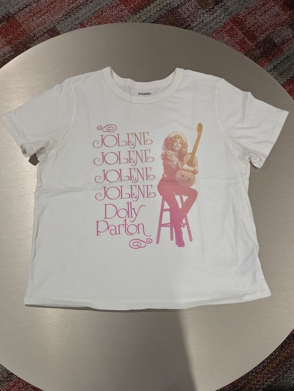 Old Navy White Tee with Pink Dolly Parton Graphic